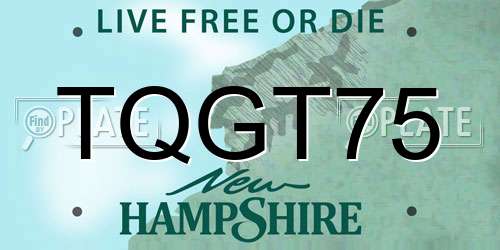 TQGT75 New Hampshire License Plate