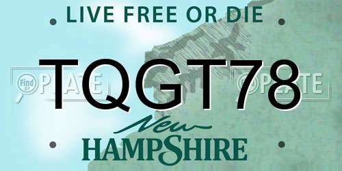 TQGT78 New Hampshire License Plate