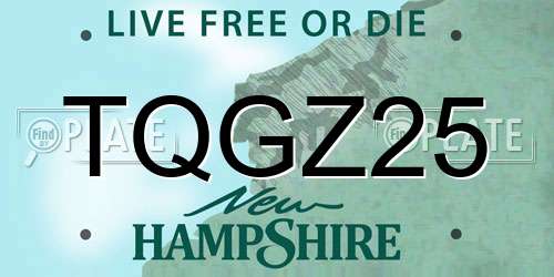 TQGZ25 New Hampshire License Plate