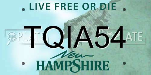TQIA54 New Hampshire License Plate