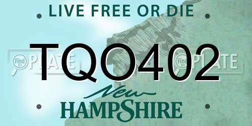 TQO402 New Hampshire License Plate