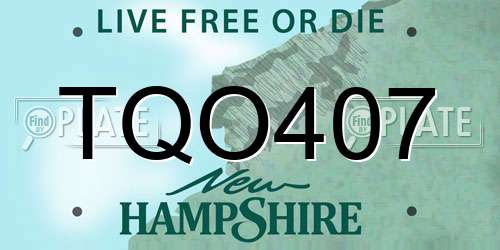 TQO407 New Hampshire License Plate