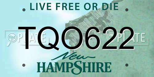 TQO622 New Hampshire License Plate