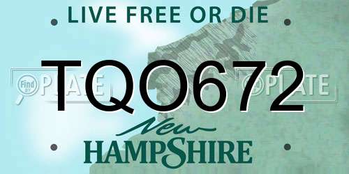 TQO672 New Hampshire License Plate