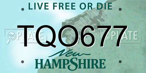 TQO677 New Hampshire License Plate
