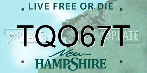 TQO67T New Hampshire License Plate