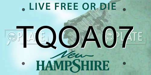 TQOA07 New Hampshire License Plate