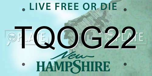 TQOG22 New Hampshire License Plate