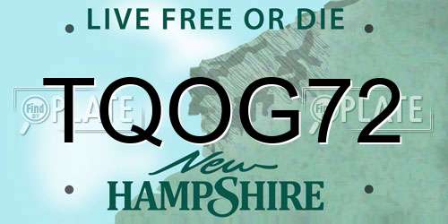 TQOG72 New Hampshire License Plate