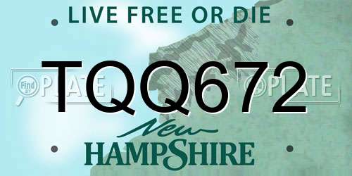 TQQ672 New Hampshire License Plate