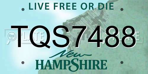 TQS7488 New Hampshire License Plate