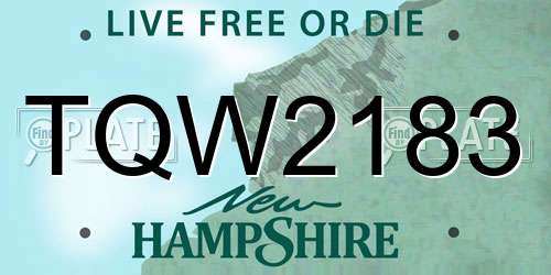 TQW2183 New Hampshire License Plate