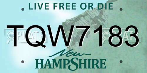 TQW7183 New Hampshire License Plate