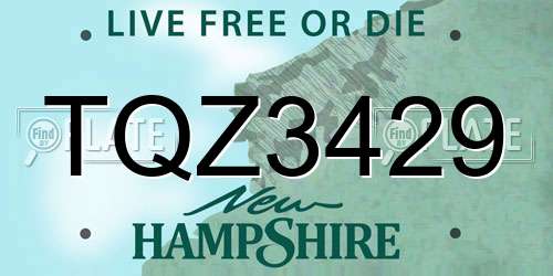 TQZ3429 New Hampshire License Plate