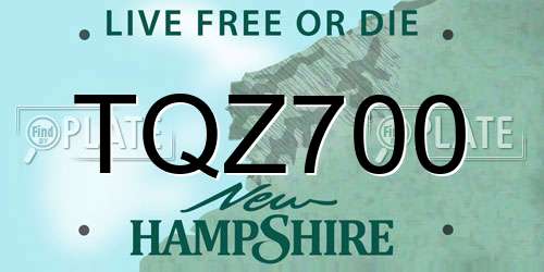 TQZ700 New Hampshire License Plate