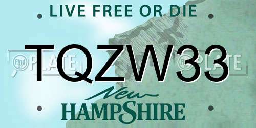 TQZW33 New Hampshire License Plate