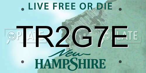 TR2G7E New Hampshire License Plate