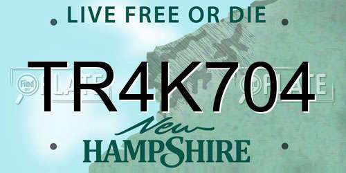 TR4K704 New Hampshire License Plate