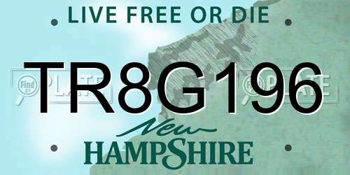TR8G196 New Hampshire License Plate