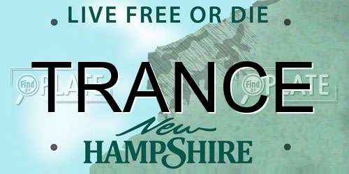 TRANCE New Hampshire License Plate