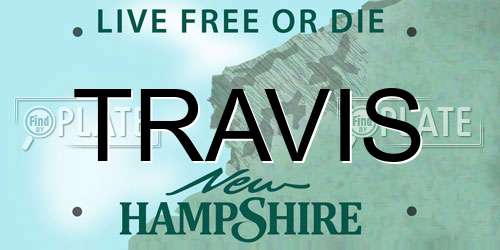 TRAVIS New Hampshire License Plate