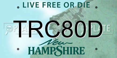 TRC80D New Hampshire License Plate