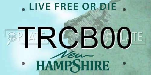TRCB00 New Hampshire License Plate