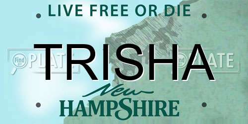TRISHA New Hampshire License Plate