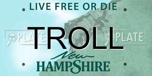 TROLL New Hampshire License Plate