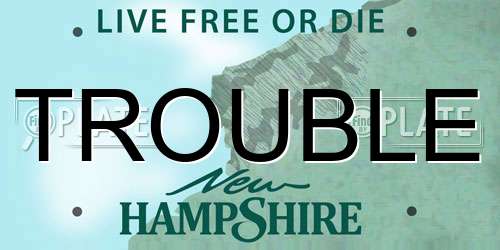 TROUBLE New Hampshire License Plate