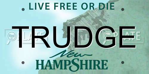 TRUDGE New Hampshire License Plate