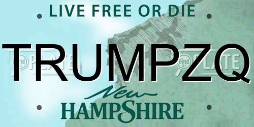 TRUMPZQ New Hampshire License Plate