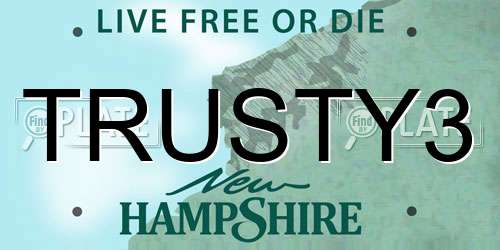 TRUSTY3 New Hampshire License Plate
