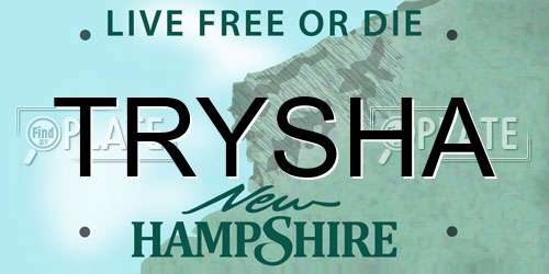 TRYSHA New Hampshire License Plate