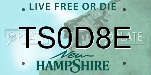 TS0D8E New Hampshire License Plate