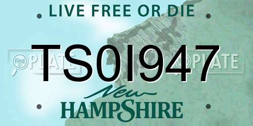 TS0I947 New Hampshire License Plate