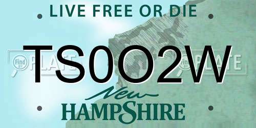 TS0O2W New Hampshire License Plate