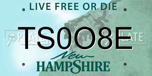 TS0O8E New Hampshire License Plate