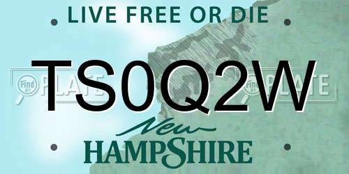 TS0Q2W New Hampshire License Plate