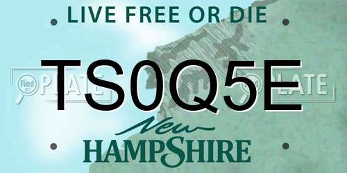 TS0Q5E New Hampshire License Plate