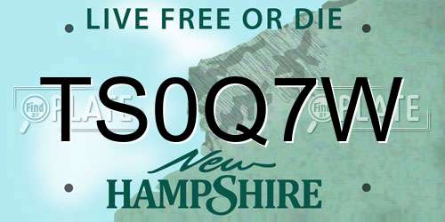 TS0Q7W New Hampshire License Plate