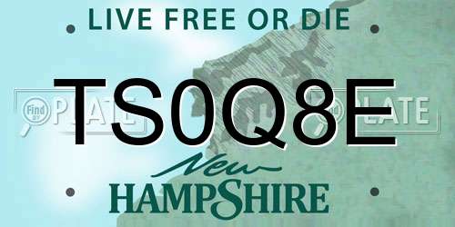 TS0Q8E New Hampshire License Plate