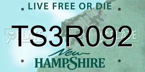TS3R092 New Hampshire License Plate