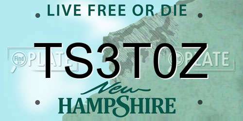 TS3T0Z New Hampshire License Plate