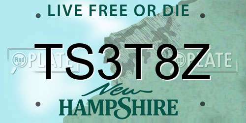 TS3T8Z New Hampshire License Plate