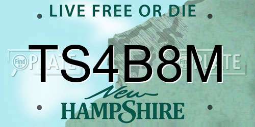 TS4B8M New Hampshire License Plate