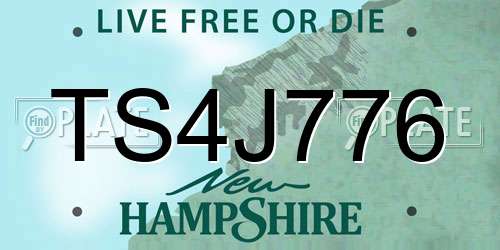 TS4J776 New Hampshire License Plate