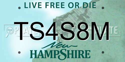 TS4S8M New Hampshire License Plate