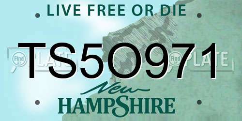 TS5O971 New Hampshire License Plate