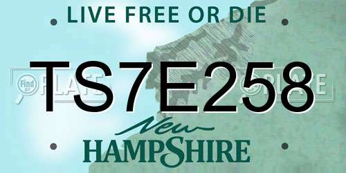 TS7E258 New Hampshire License Plate